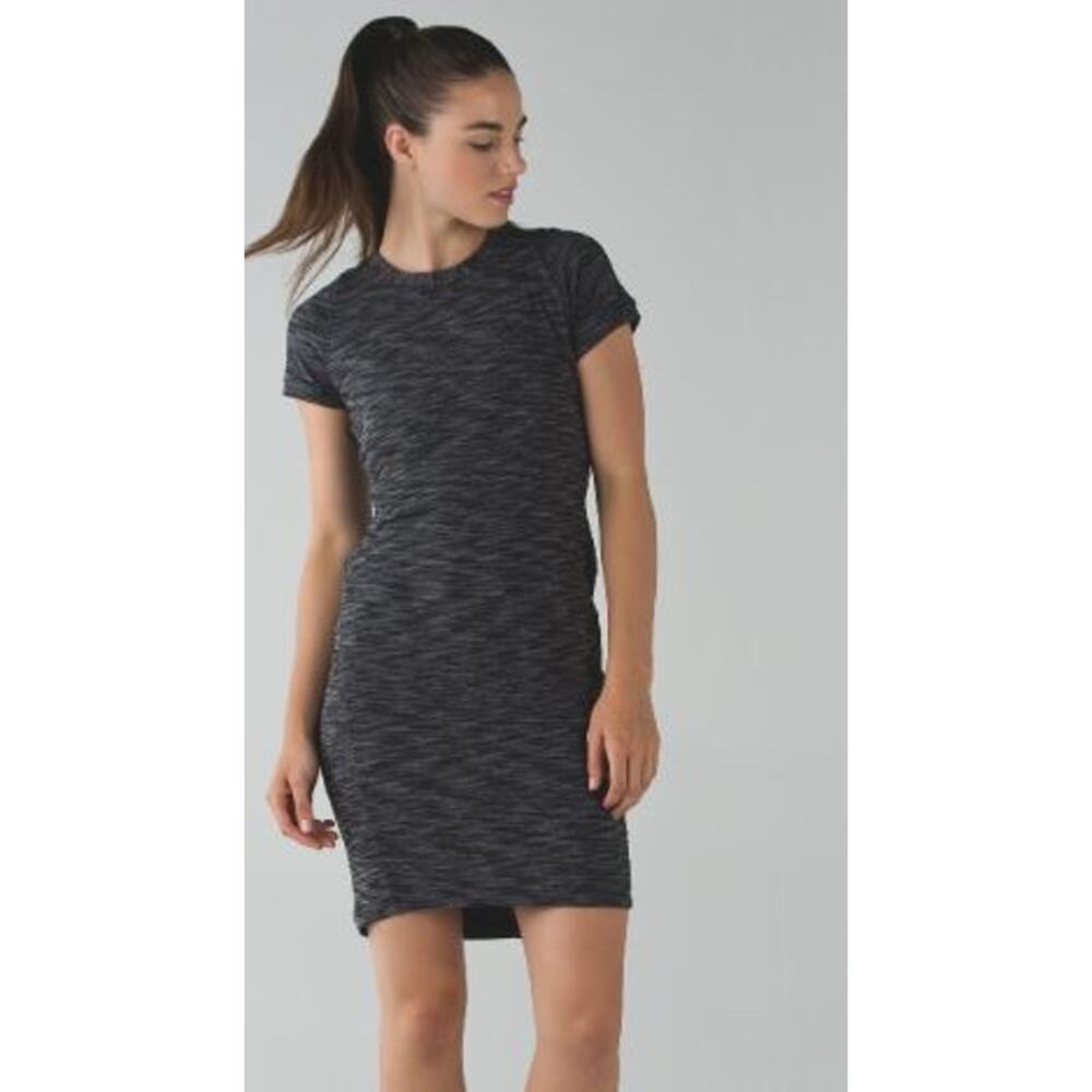 Lululemon 4 & Go Where-To Short Sleeve Dress Heathered Black Pullover Outdoor - Picture 1 of 8